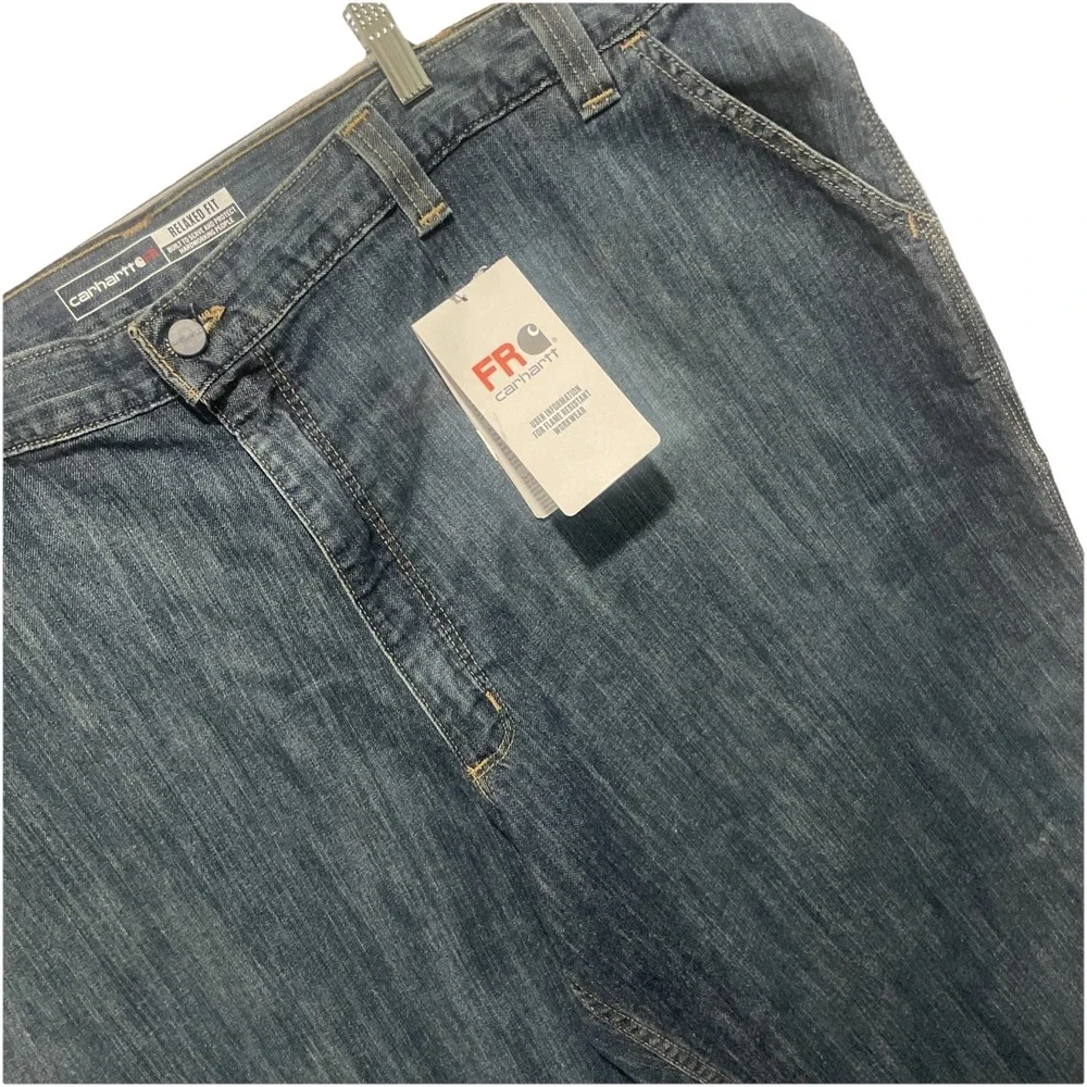 NWT Carhartt FR Jeans 50x30 Blue Denim Workwear Relaxed Fit Straight Leg Mens‎